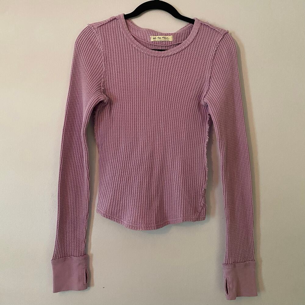 We The Free Waffle Knit Purple Long Sleeve Shirt Loungewear Long Sleeve Small